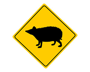 Image showing Hedgehog warning sign