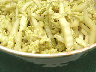 Image showing Cutted chinese cabbage in a bowl of ceramic