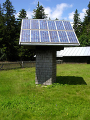 Image showing Solar collector on a wooden understructure