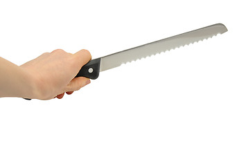 Image showing Bread knife with hand