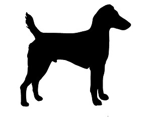 Image showing The black silhouette of a Westfalen Terrier