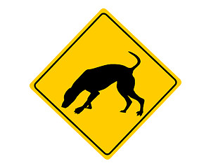 Image showing Dog at work warning sign