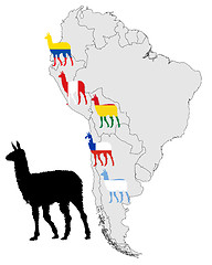 Image showing Llama range map