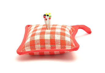 Image showing Pin cushion with several pins