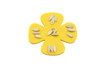 Image showing Sunflower seeds and felt decoration