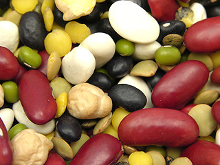 Image showing A close-up view on mixed and colourful legumes