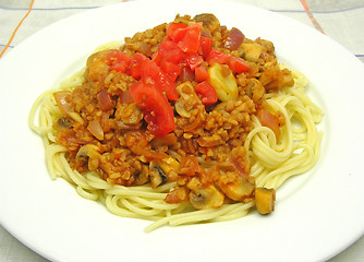 Image showing Bulgur wheat groats with noodles and tomatoes