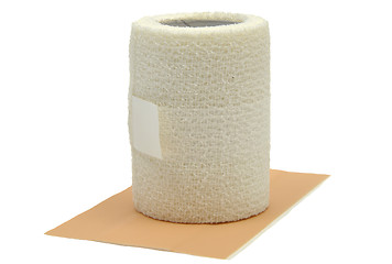 Image showing Gauze bandage on sticking plaster