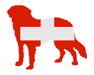 Image showing Flag of Switzerland with Saint Bernard