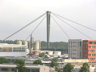 Image showing Highway bridge, industrial area and free port