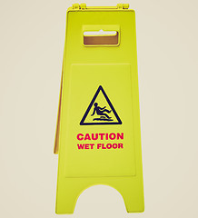 Image showing Retro look Wet Floor sign