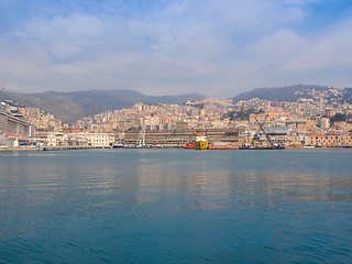 Image showing View of Genoa Italy from the sea