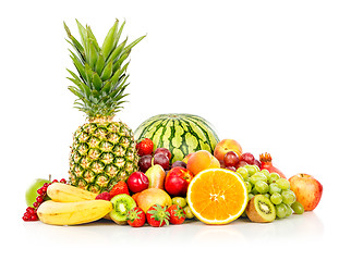 Image showing Exotic fruits isolated on white