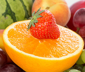 Image showing Fresh Orange and strawberries