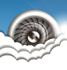 Image showing Jet engine in the sky