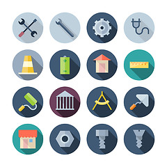 Image showing Flat Design Icons For Construction