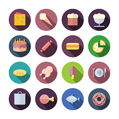 Image showing Flat Design Icons For Food