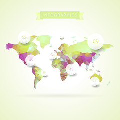 Image showing World map with infographics elements