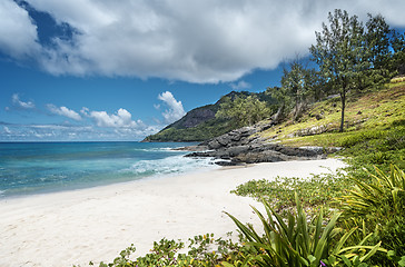 Image showing Tiny white-sand beach in Seychelles