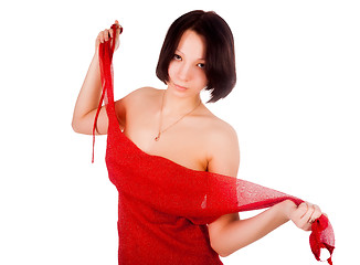 Image showing Beautiful woman in red dress