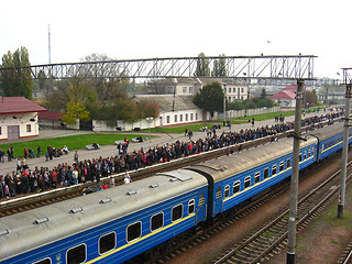 Image showing View to the people waiting for the electric train