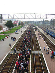 Image showing View to the people waiting for the electric train