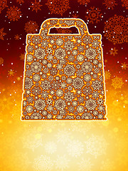 Image showing Bag For Shopping With snowflakes. EPS 8