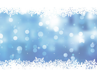 Image showing Christmas blue background with snow flakes. EPS 8