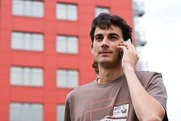 Image showing Man using a mobile phone