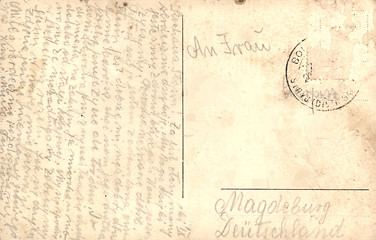 Image showing Vintage postcard with handwritten message