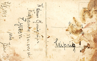 Image showing Vintage postcard with handwritten message