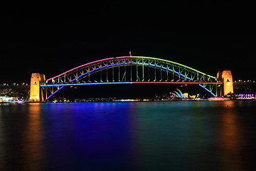 Image showing Sydney Harbour Bridge outlined in vivid colour