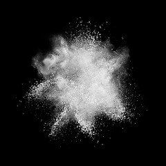 Image showing White powder explosion isolated on black