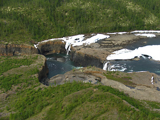 Image showing Aerial view on waterfall