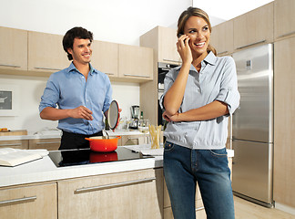 Image showing cute mature couple preparing food 