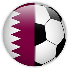 Image showing Qatar Flag with Soccer Ball Background