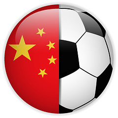 Image showing China Flag with Soccer Ball Background