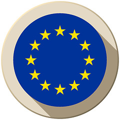 Image showing Europe Flag Button Icon Modern