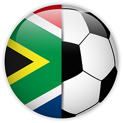 Image showing South Africa Flag with Soccer Ball Background