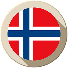 Image showing Norway Flag Button Icon Modern