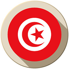 Image showing Tunisia Flag Button Icon Modern