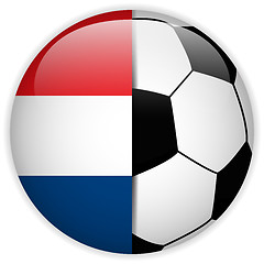 Image showing Netherlands Flag with Soccer Ball Background