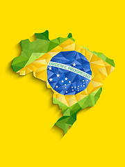 Image showing Brazil Flag Map Yellow Green Blue Background