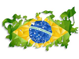 Image showing Brazil Sport Fan with Flag and Horn