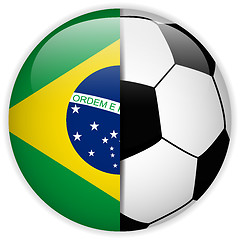 Image showing Brazil Flag with Soccer Ball Background