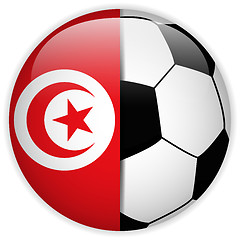 Image showing Tunisia Flag with Soccer Ball Background
