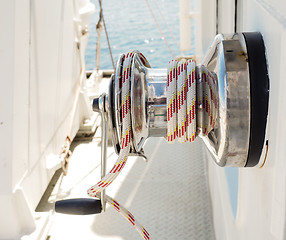 Image showing Hand winch with rope