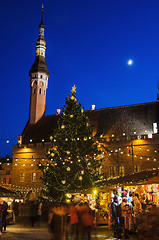 Image showing TALLINN, ESTONIA -JANUARY 05: People enjoy Christmas market in T