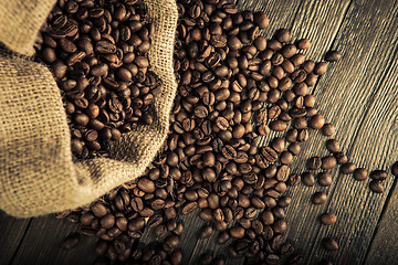 Image showing jute bag with coffee beans