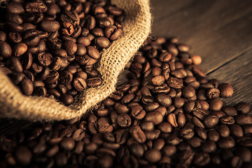 Image showing jute bag with coffee beans